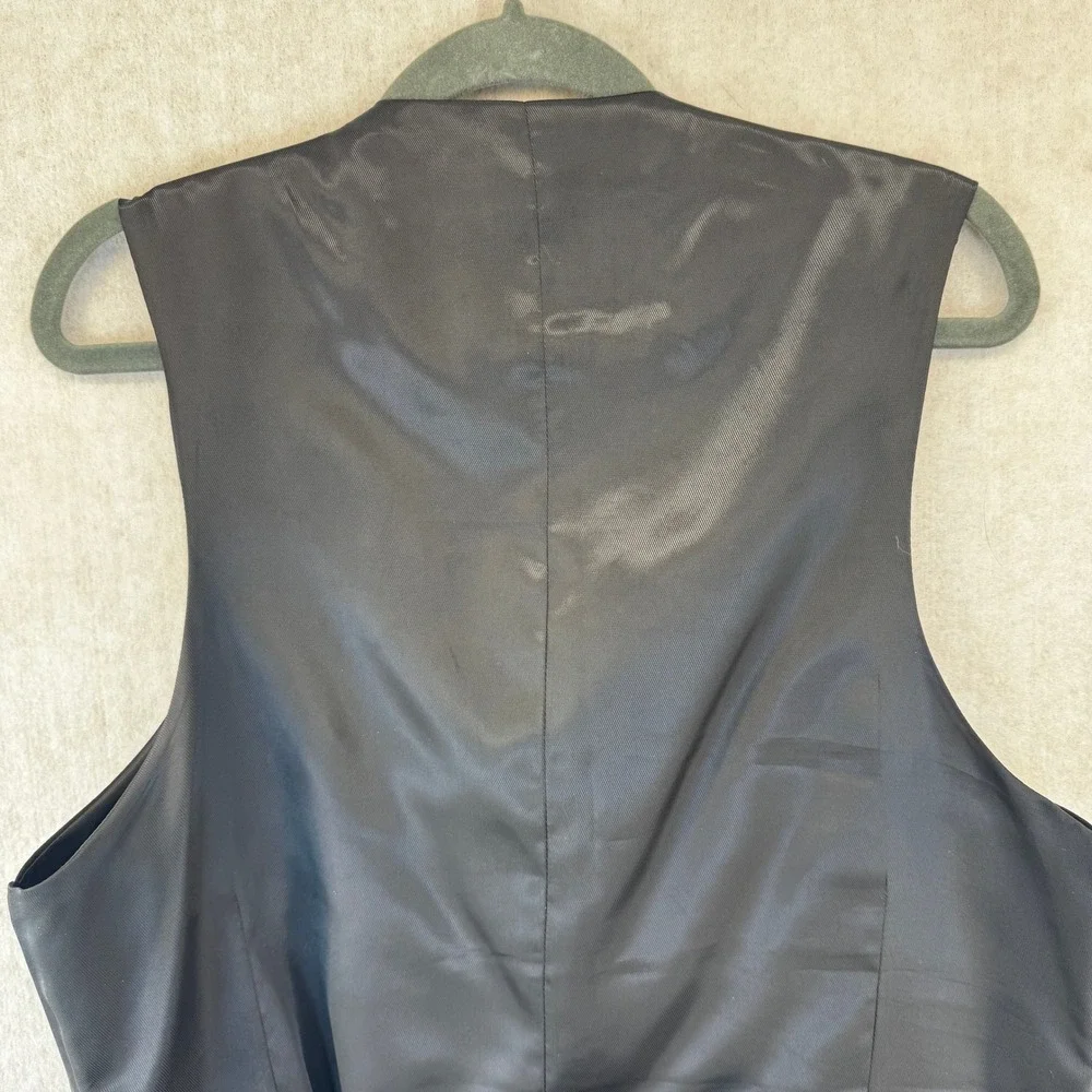 Pronto Uomo Platinum Mens Black 100% Wool Suit Vest Modern Fit Size Small